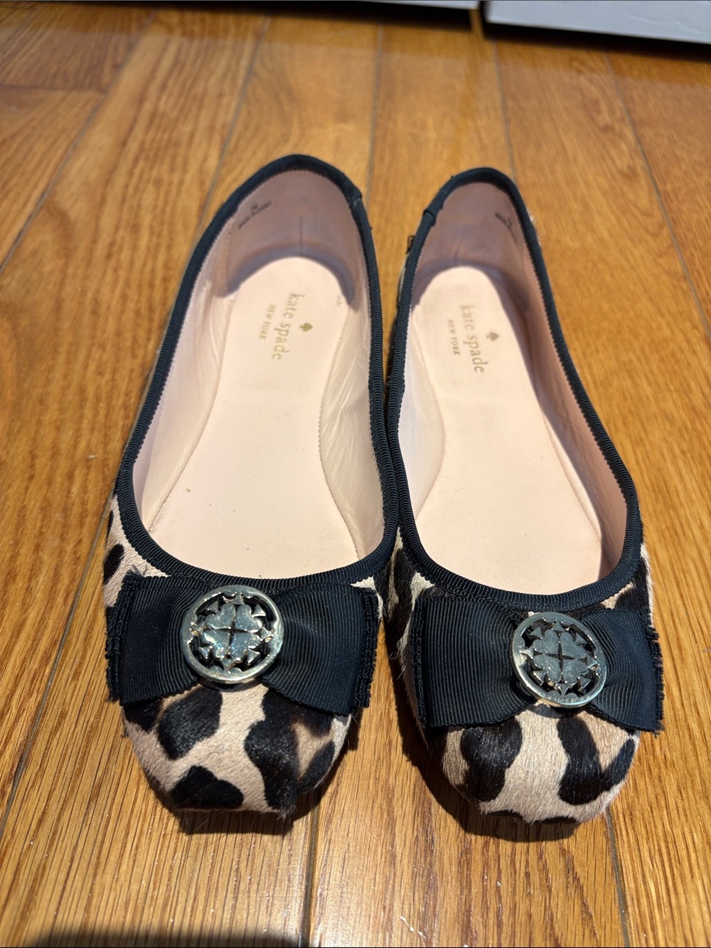 kate spade Leopard-Print Bow Flats with Medallion Accent